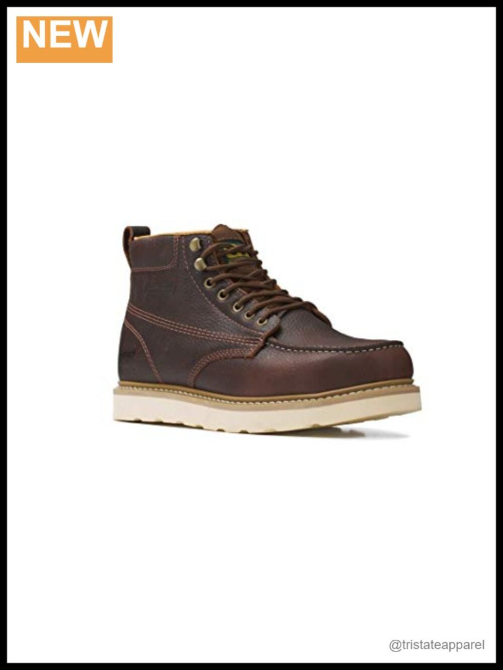 Steel Toe Work Boots Men's Moc Toe Wedge Leather Construction Boots
